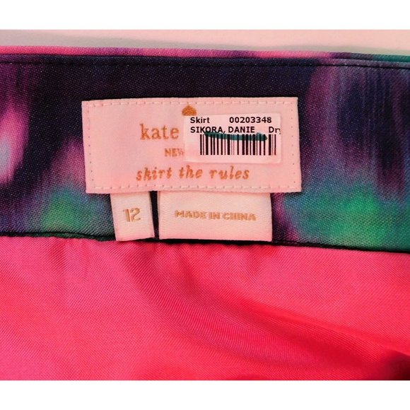 Kate Spade Barry Skirt 12 Multi Color Watercolor Abstract Pencil Straight Lined - Picture 6 of 6